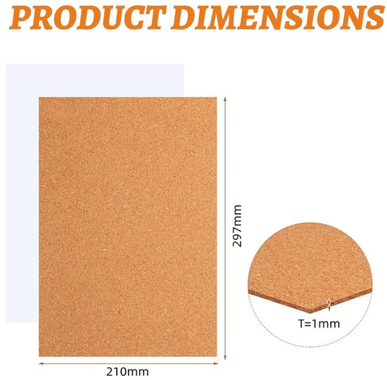 Zelfklevende Kurkplaten - DIY Prikbord - 8 Stuks - 30x21 cm - 2 mm Dik ...