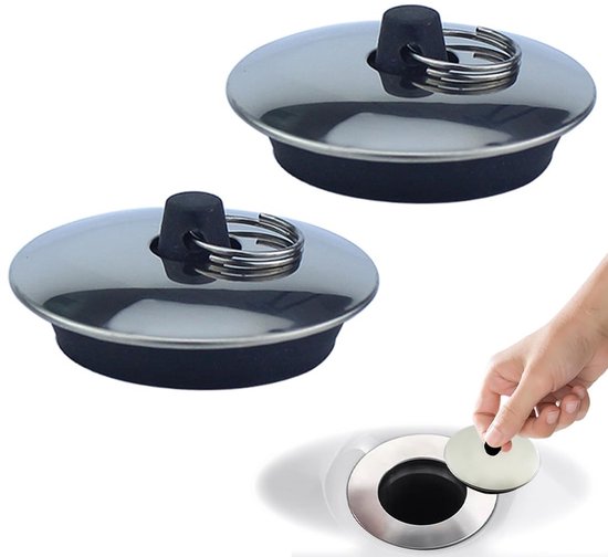 4 stuks afvoerstoppen 45 tot 47 mm met 40 cm roestvrijstalen ketting