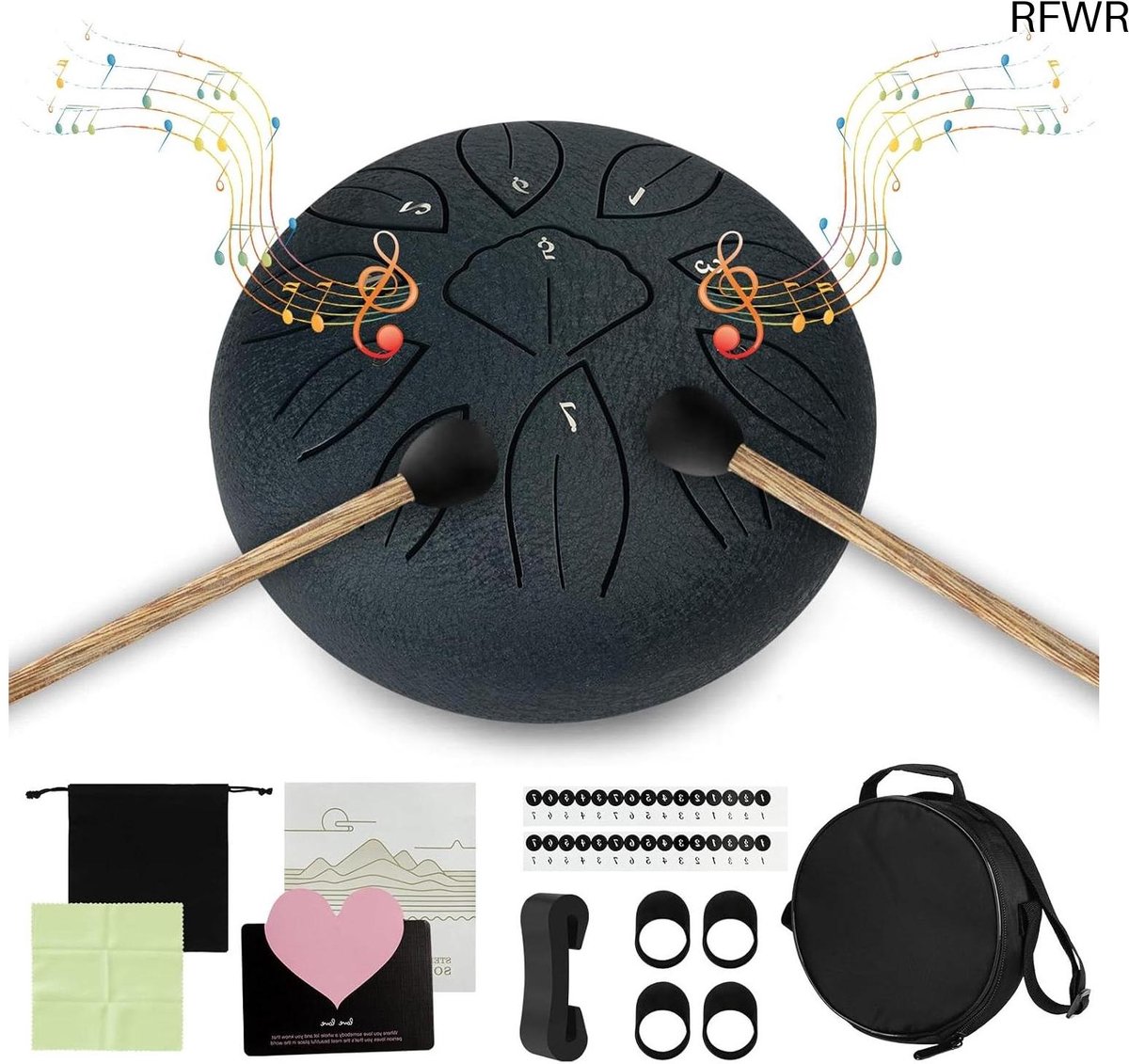 RFWR® 6 Inch 11 Note Stalen Tongdrum - Perfect voor Yoga en Meditatie