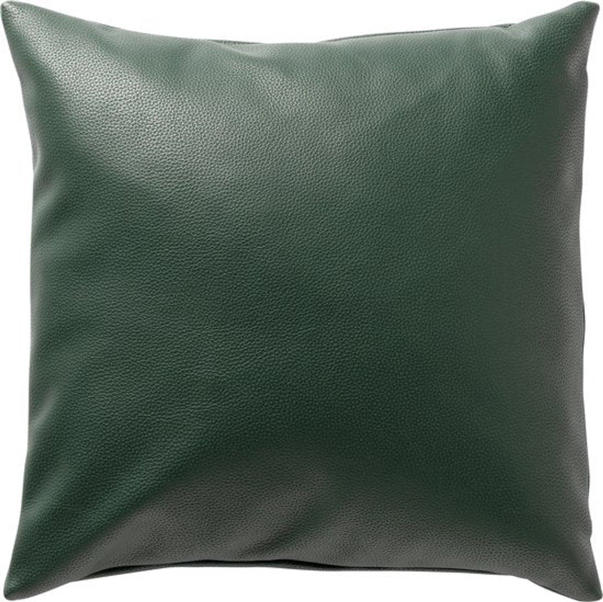 Dutch Decor JARED - sierkussen 45x45 cm - leerlook - effen kleur - Garden Topiary - groen - Inclusief binnenkussen - Luxe kussens voor woonkamer & bank Donkergroen