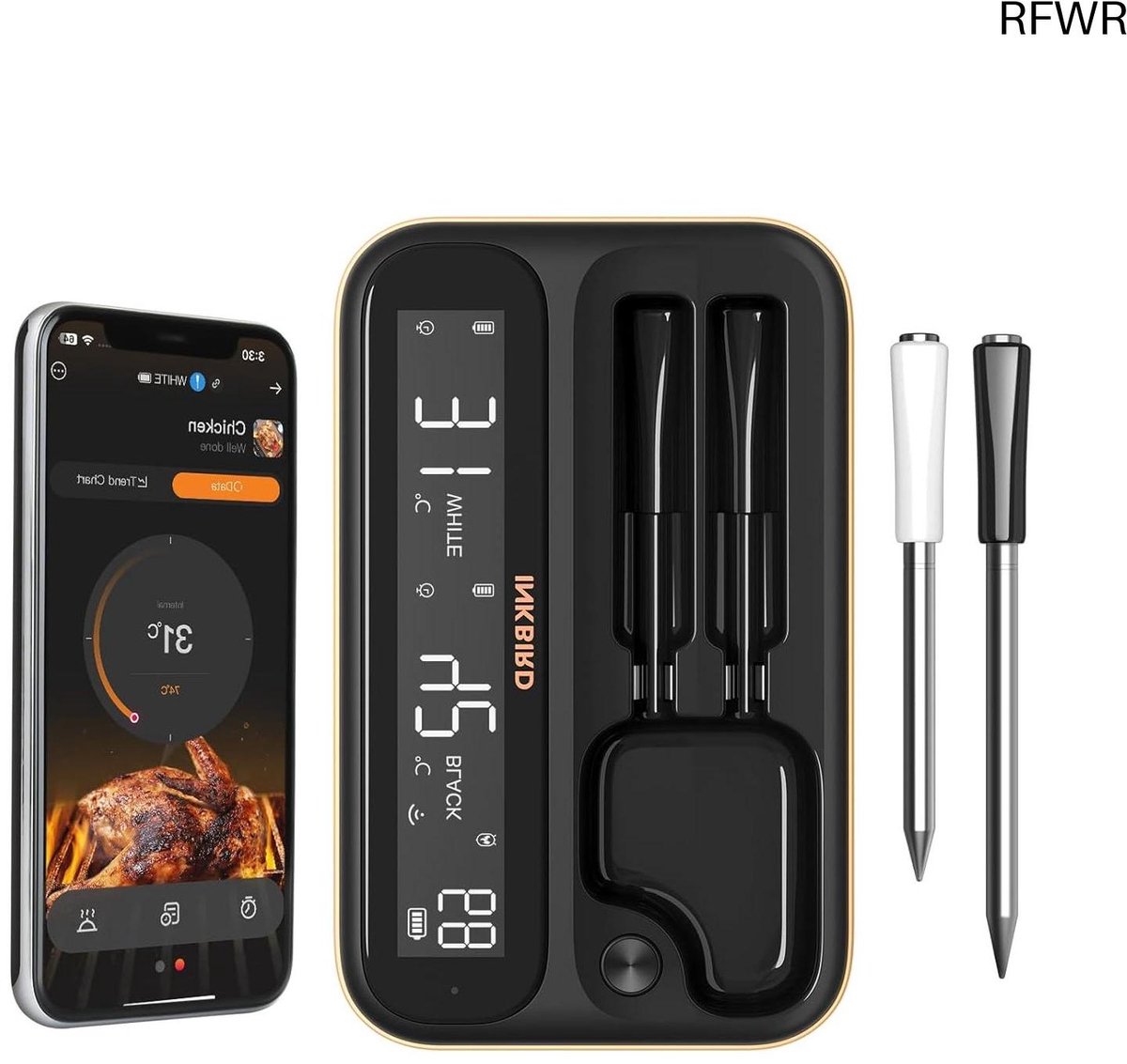RFWR® Draadloze Vleesthermometer met 2 Probes voor BBQ en Grillen