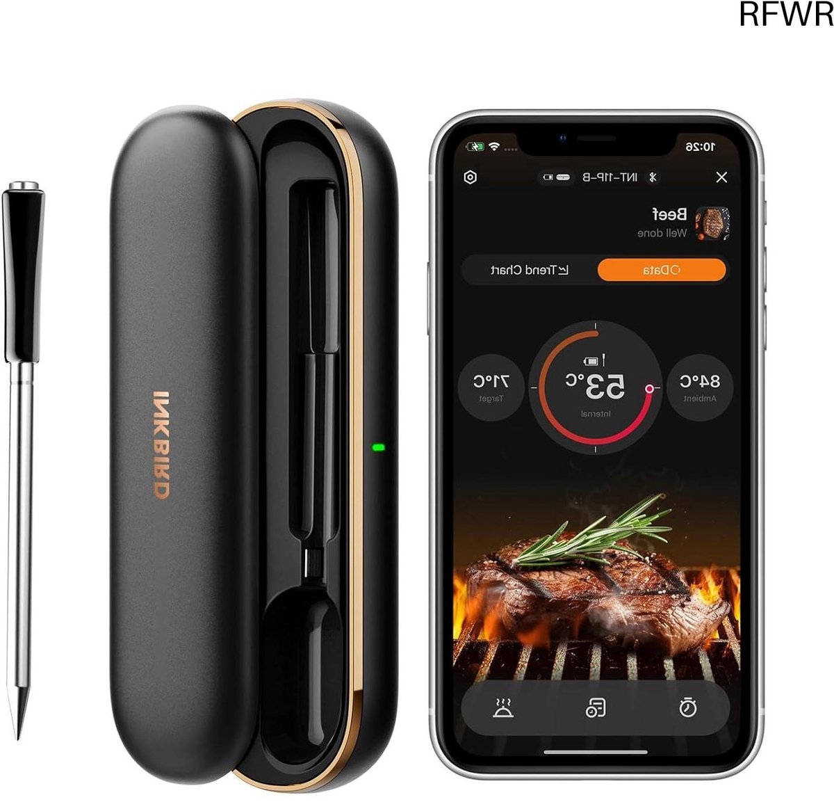 RFWR® Draadloze Vleesthermometer met Bluetooth en Twee Sensores voor Perfecte Kookresultaten