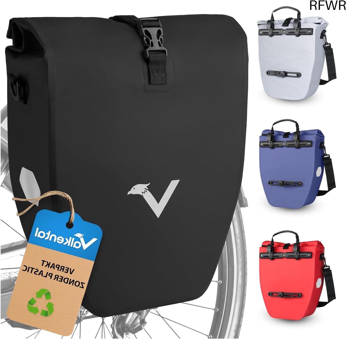 RFWR® Waterdichte Fietstas - 20L Capaciteit voor Bagagedrager met Reflectoren