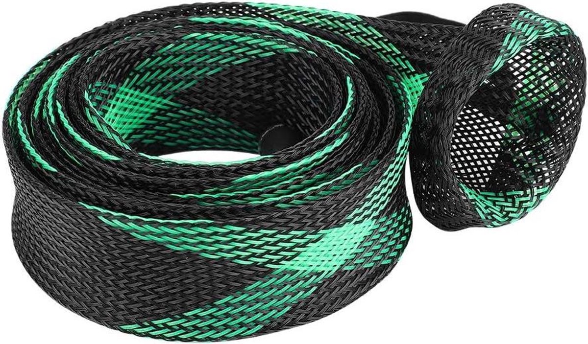 Allecto Plus - Hengel Cover Gevlochten Mouw Uitbreidbaar Zwart Groen - Casting Rod 180 cm Beschermer met Snelle Levering