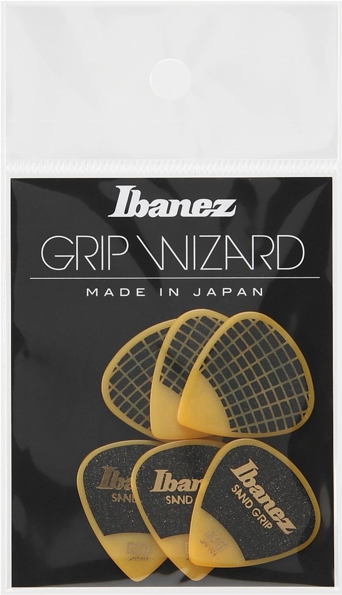 Ibanez PPA16HSGYE Grip Wizard Sand Grip plectrumset 6-pack heavy geel