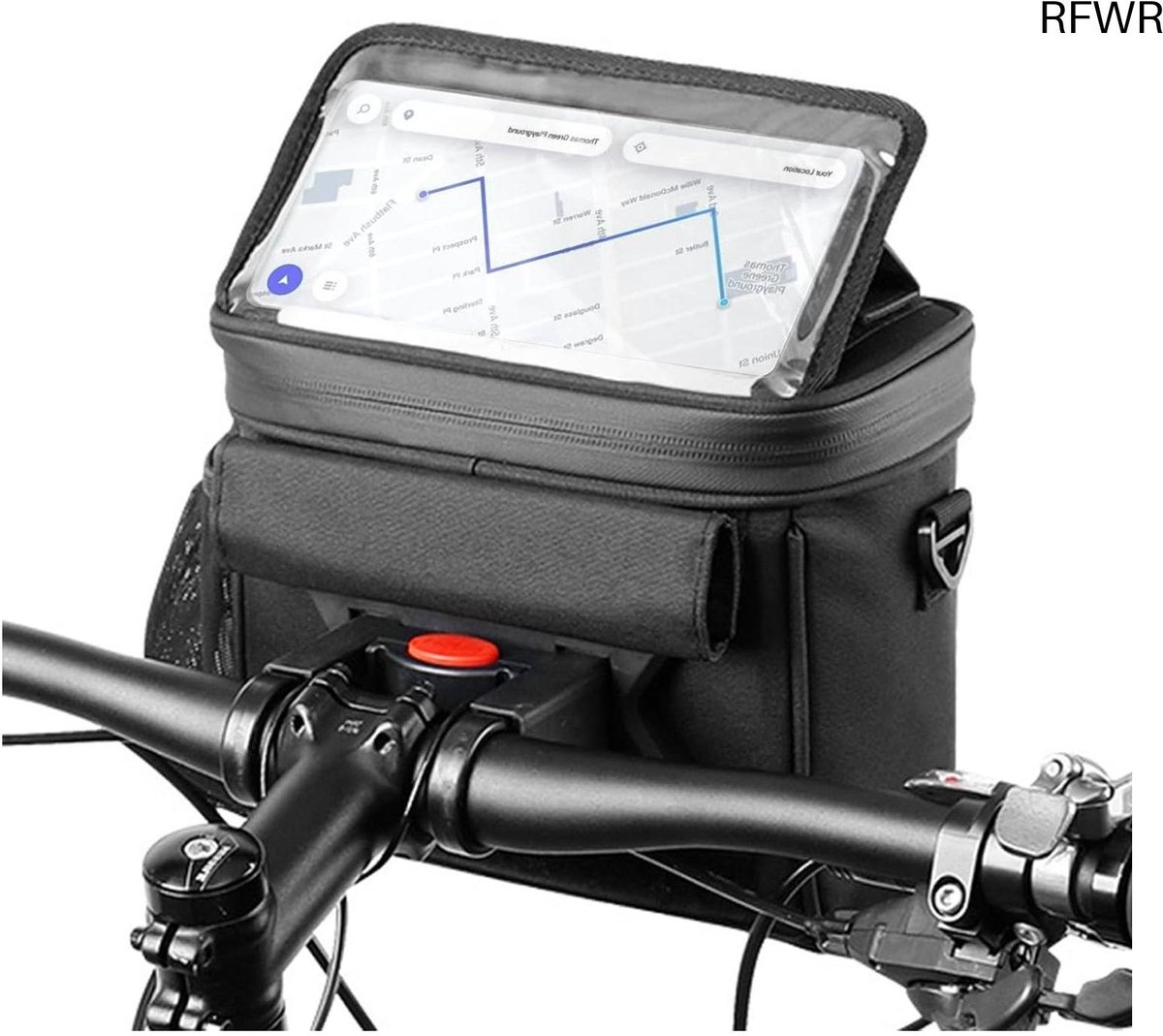 RFWR® Fietsstuurtas met Touchscreen, Waterdichte Fietstas met Verstelbare Schouderriem en Adapter voor Diverse Fietsen - 4,5 L