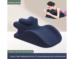 Leeskussen, Ergonomisch wigkussen voor de rug, Zitkussen, Onderrug Ondersteuning , Lendensteunkussen, Ontspanningskussen voor zittend of lezend in bed (Blauw)