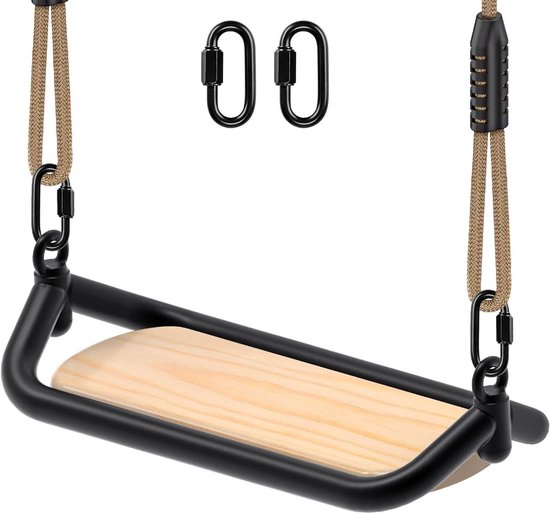 AXI Capri Schommelstoel met frame van hout - Hangstoel met Zwarte suède