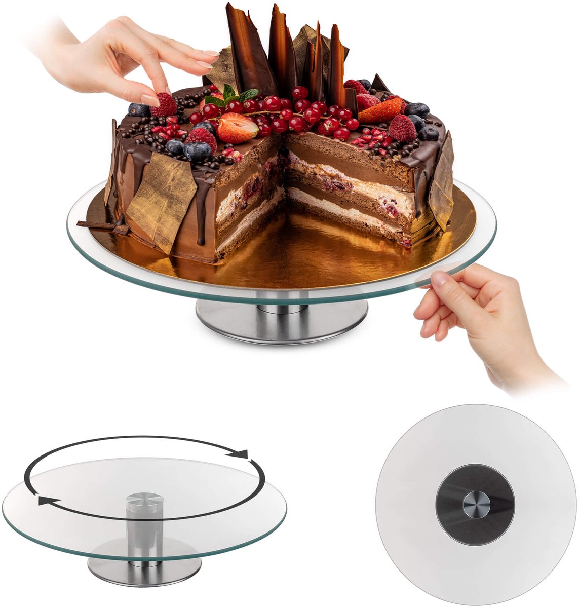 Tropea draaibare taartstandaard 28 cm glas
