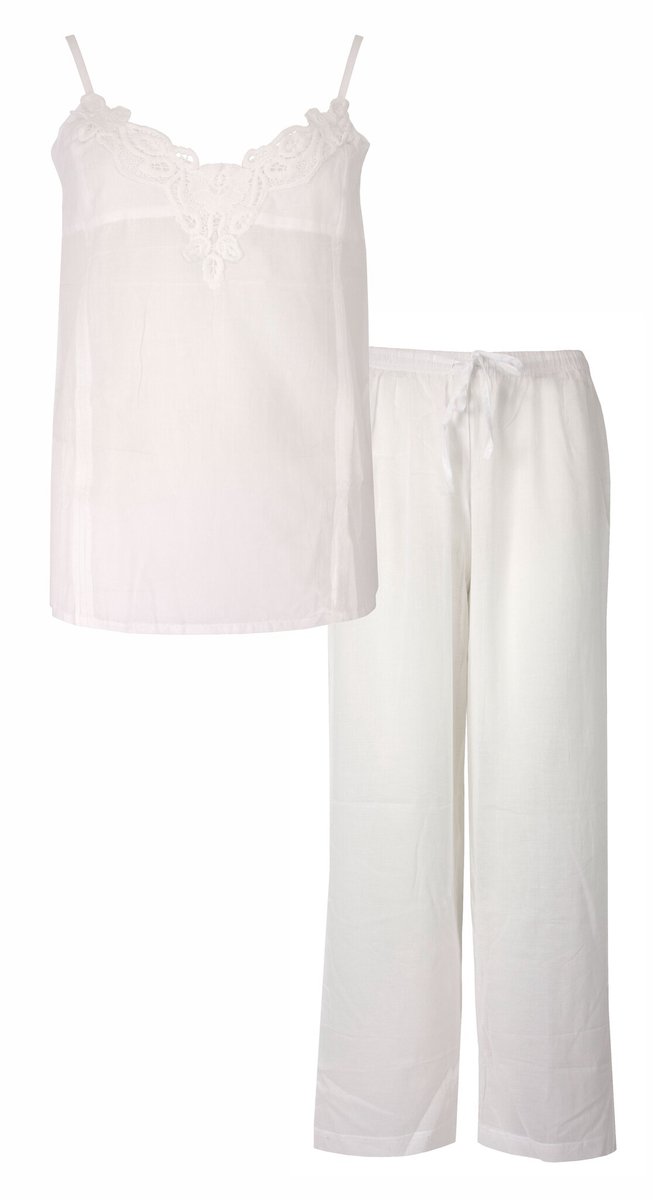 Irresistible Dames Pyjama - Katoen - Spaghetti Bandjes - Wit - Maat M