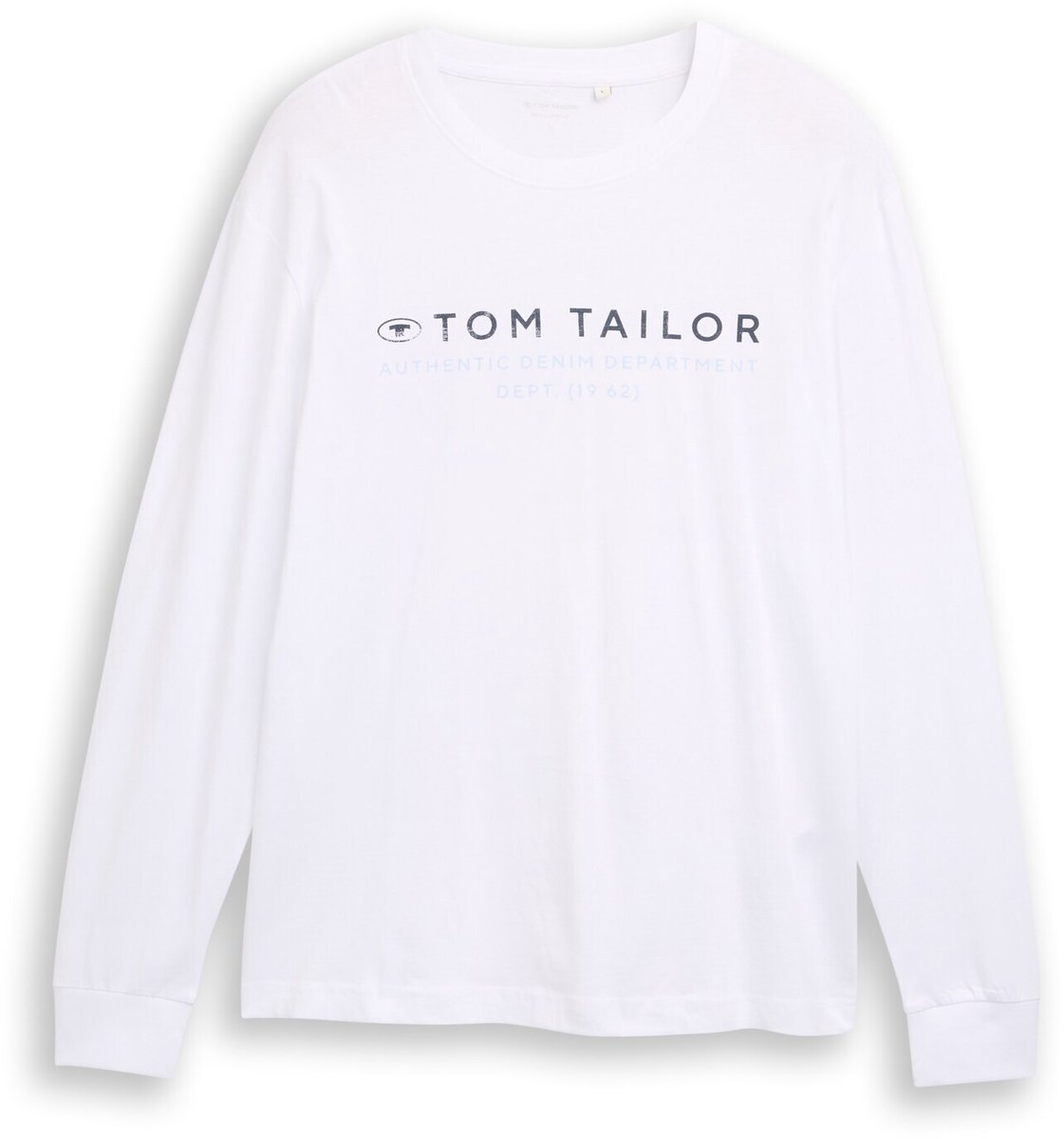 Tom Tailor - T-shirt met lange mouwen en logo-print - Maat S - White
