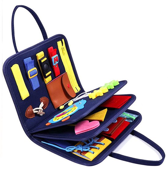 Drukke Peuterbord – Montessori Educatief Speelgoed – Activiteitenbord van Vilt – Leren & Ontwikkeling – Voor Kinderen 1-4 Jaar – Meisjes & Jongens – Meerkleurig – 3 Lagen – 1 Stuk