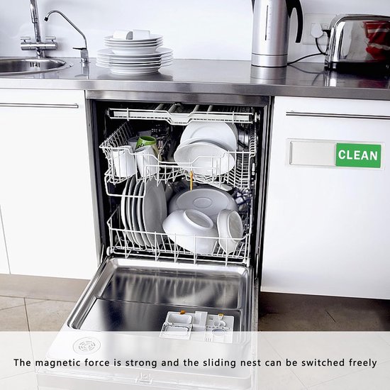 Magnet voor Vaatwasser - Schoon Vies Bord voor Vaatwasser - Keukenaccessoires - Vaatwasser Schoon Vies Plaat - Zilver Gezoomd Rechthoekig Rood-Groen voor Vaatwasser - Keuken Gadgets van Merkloos	 — afbeelding 4