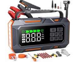 DailySupplies® Jumpstarter met Compressor - Startkabels - Starthulp voor Auto - Accubooster - Zwart