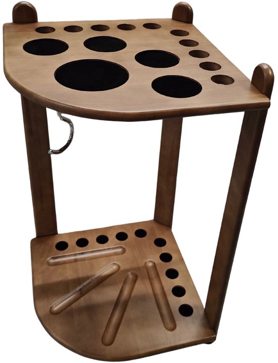 keu rek staand laag, luxe 1/4 hoek vintage-oak voor pool-, biljart- & snookerkeu's