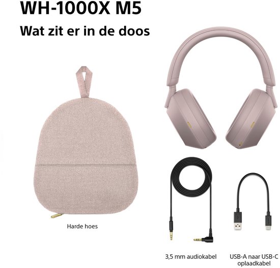Sony WH-1000XM5 - Draadloze koptelefoon met Noise Cancelling - Smoky Pink / Roze