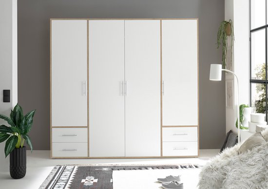 Armoire Valencia | 195 x 60 x 195 cm | Blanc - Bega Polpower - Armoires de chambre à coucher - Blanc - MDF - Armoires de chambre à coucher