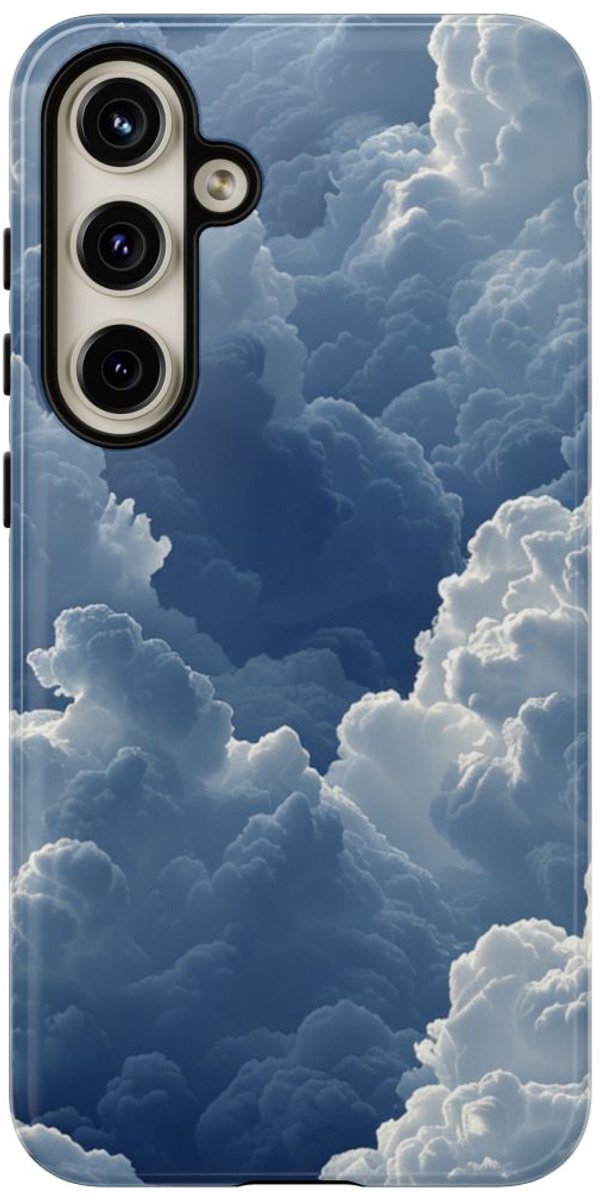 3D Blauw Wolkenpatroon – Telefoonhoesje Geschikt voor Samsung Galaxy S24 Plus