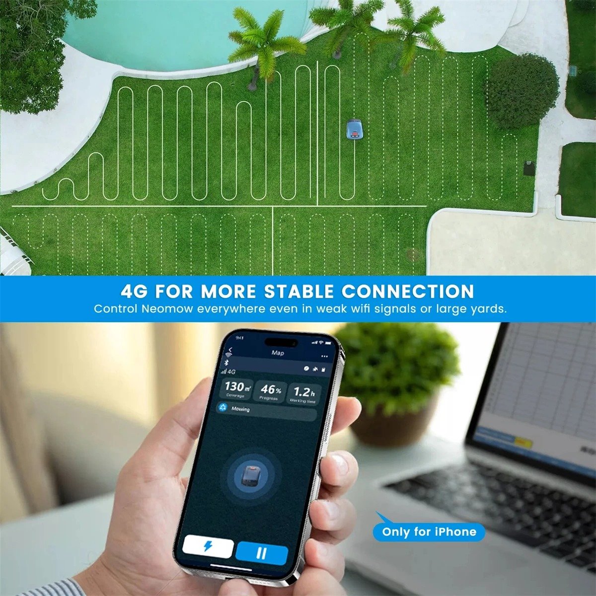 Afbeelding 3 van Robot Grasmaaier - Automatisch Snijden tot 1000M² - Robotmaaier - Kwalitatief - Smart - Incl. Batterij Geleverd - Blauw