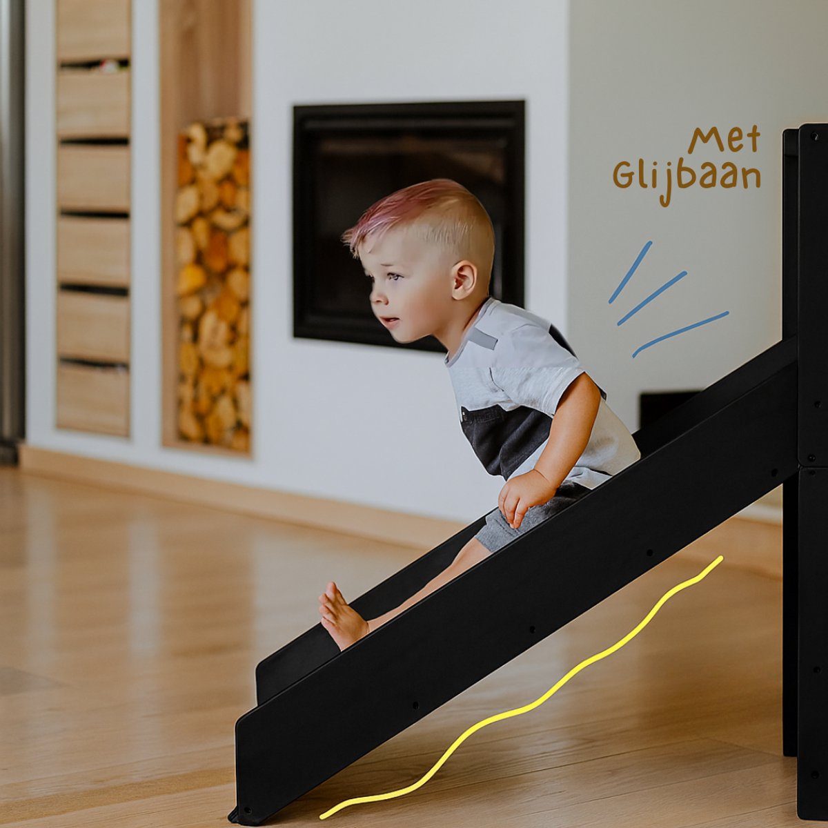 Zonovi Leertoren- Montessori Keukentrap - Learning Tower - Speeltafel - Kindertafel - Kinder trap - Leertoren - Keuken toren - Keukenhulp - Leerstoel - Met Glijbaan - Voor Peuters - Opvouwbaar - Inklapbaar - 3 in 1 - Zwart - Inclusief Antislip Strips — afbeelding 3