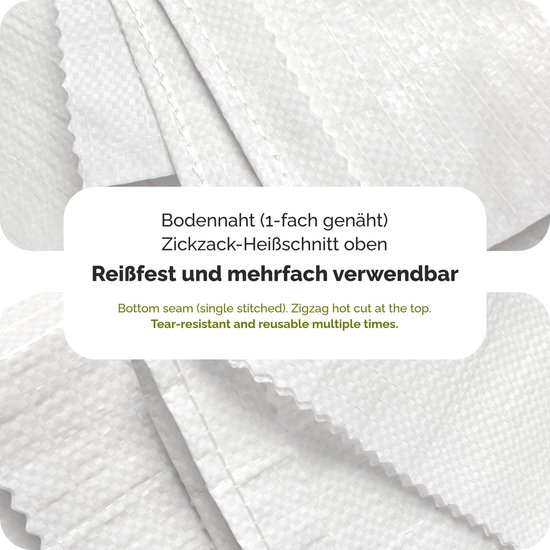 Garronda - Polypropyleen Zak - 105 x 65 cm - 5 Stuks - Tuinafvalzak - Geweven Zakken van PP - Voor zand en opslag - Scheurvast - Belastbaar tot 50 kg - Veelzijdig inzetbaar - Zandzakken - Tuinzak - Hoogwaterbescherming - GD-ROM-Bag80 van Merkloos	 — afbeelding 3