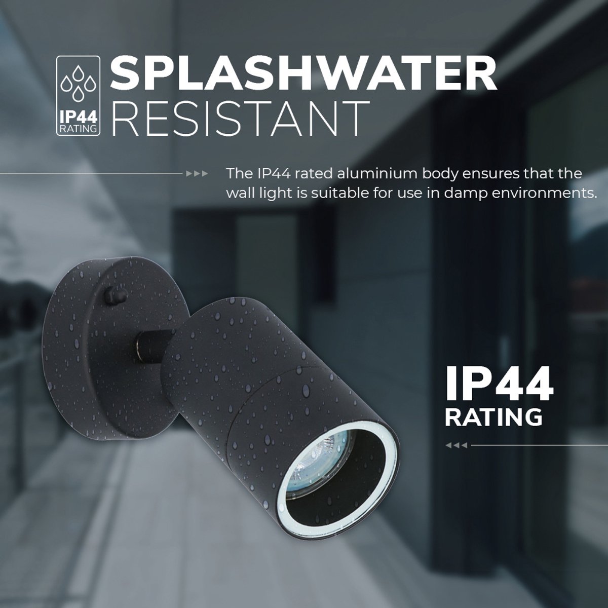 HOFTRONIC Voordeelverpakking van 2 Lago Wandlampen kantelbaar - IP44 waterdicht voor binnen en buiten - GU10 5 Watt 400 Lumen - 6500K Daglicht wit licht - Zwart - Dimbaar - Wandspot voor tuin, badkamer, slaapkamer