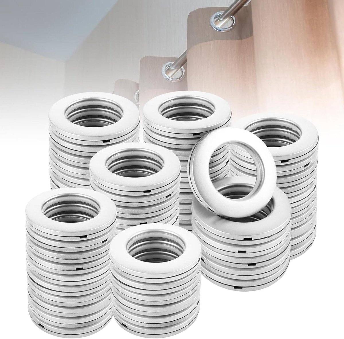 Gordijnringen 40 mm binnendiameter - 50 stuks zilveren acryl ringen voor gordijnroedes