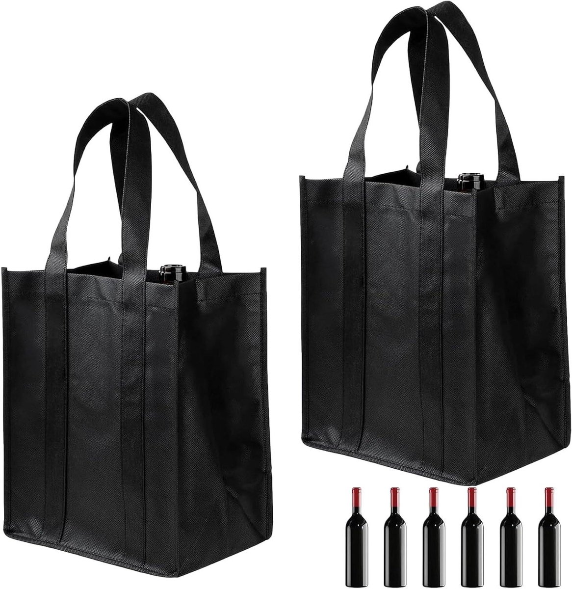 Herbruikbare wijnflessenhoudertas - Set van 2 - Wijndrager voor 6 flessen - Feest/Picknick/Camping - Mintgroen - 31 x 25 x 18 cm