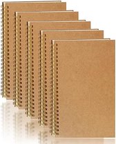 PolkaHome 5 Stuks A5 Notitieboekjes Set - Gestippeld Papier, Spiraalgebonden, Kraft Cover - 100 Pagina's per Notitieblok - Ideaal voor School, Kantoor en Reizen