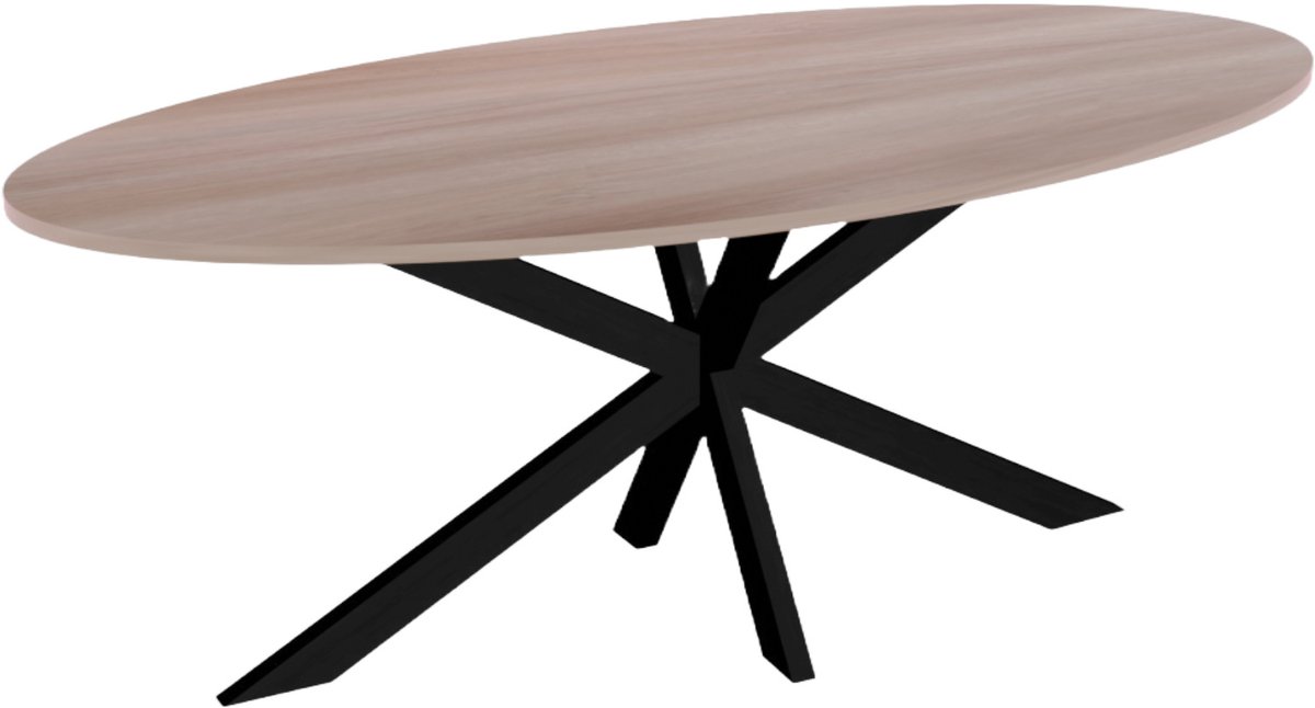 Lizzely Garden & Living Eettafel ovaal 210cm Rato naturel ovale tafel MDF eetkamertafel