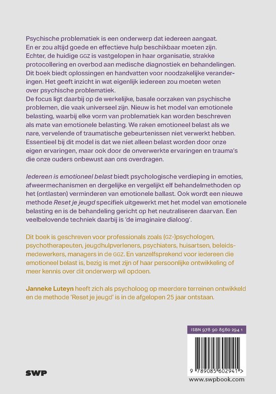 Boek "Iedereen is emotioneel belast" van Janneke Luteyn, ISBN 9789085602941.