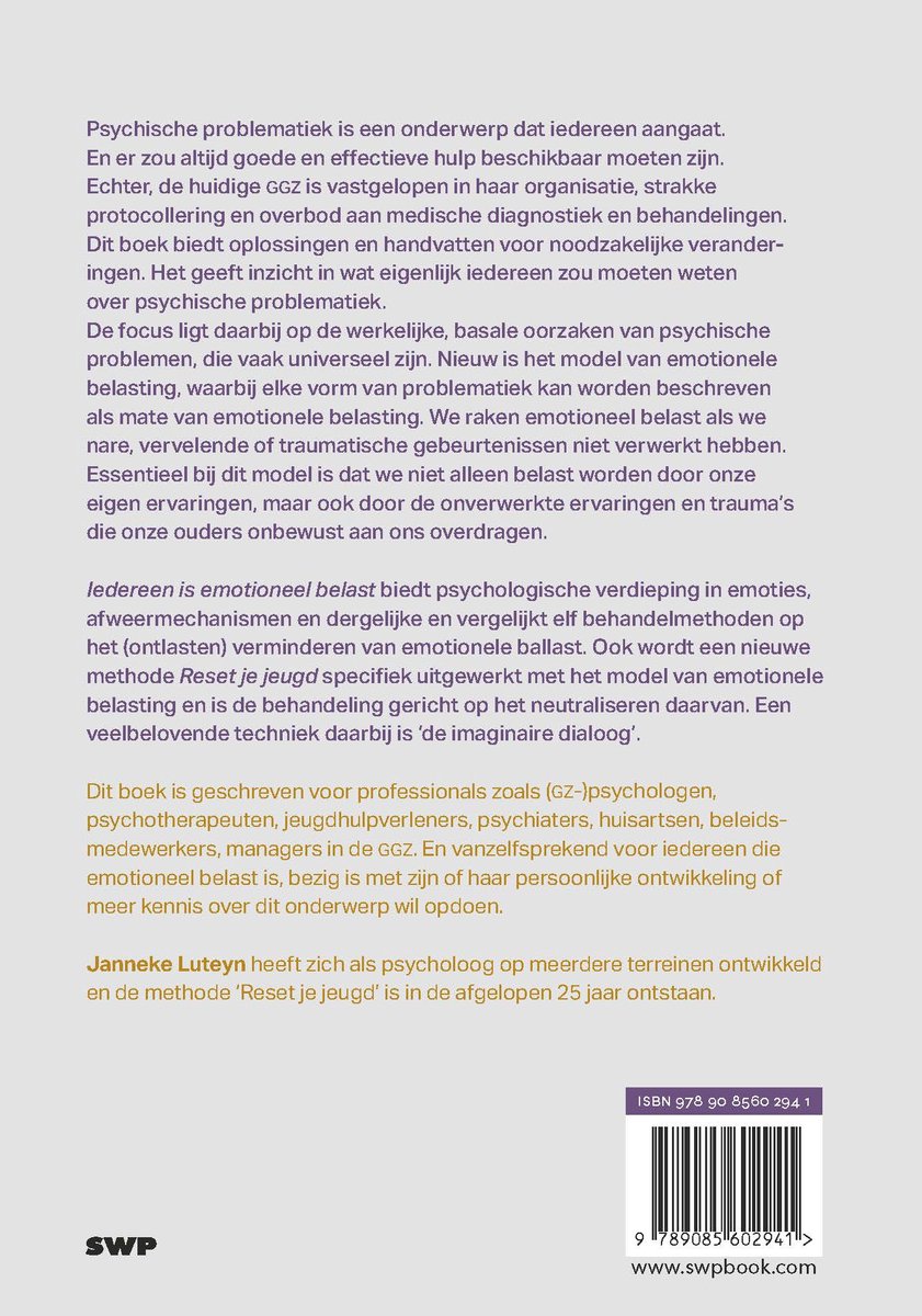 Boek "Iedereen is emotioneel belast" van Janneke Luteyn, ISBN 9789085602941.