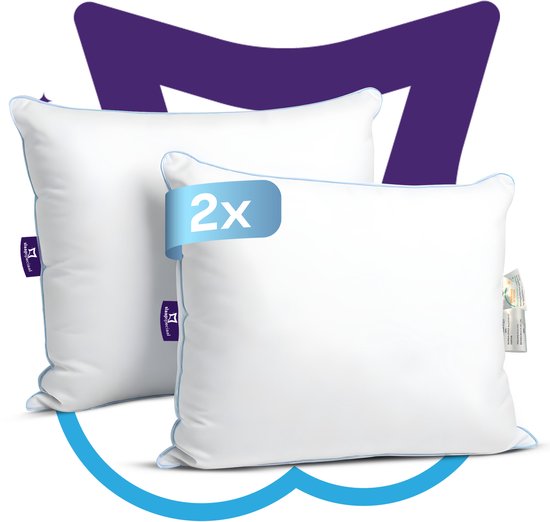 Oreiller spécial sommeil - Set de 2 oreillers - Oreiller pour douleurs cervicales | 60x70 cm - Oreillers de qualité hôtelière - Convient aux personnes dormant sur le dos, sur le côté et sur le ventre - Housse en coton - Période d'essai de 30 jours