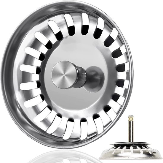 Gootsteen Afvoer Plug voor de Keuken - Geen Verstopping - Spoelbak - Wasbak - Afvoerstop - Ontstopper - Zeef - Korfplug - Wastafel - 1 Stuk - 80 mm