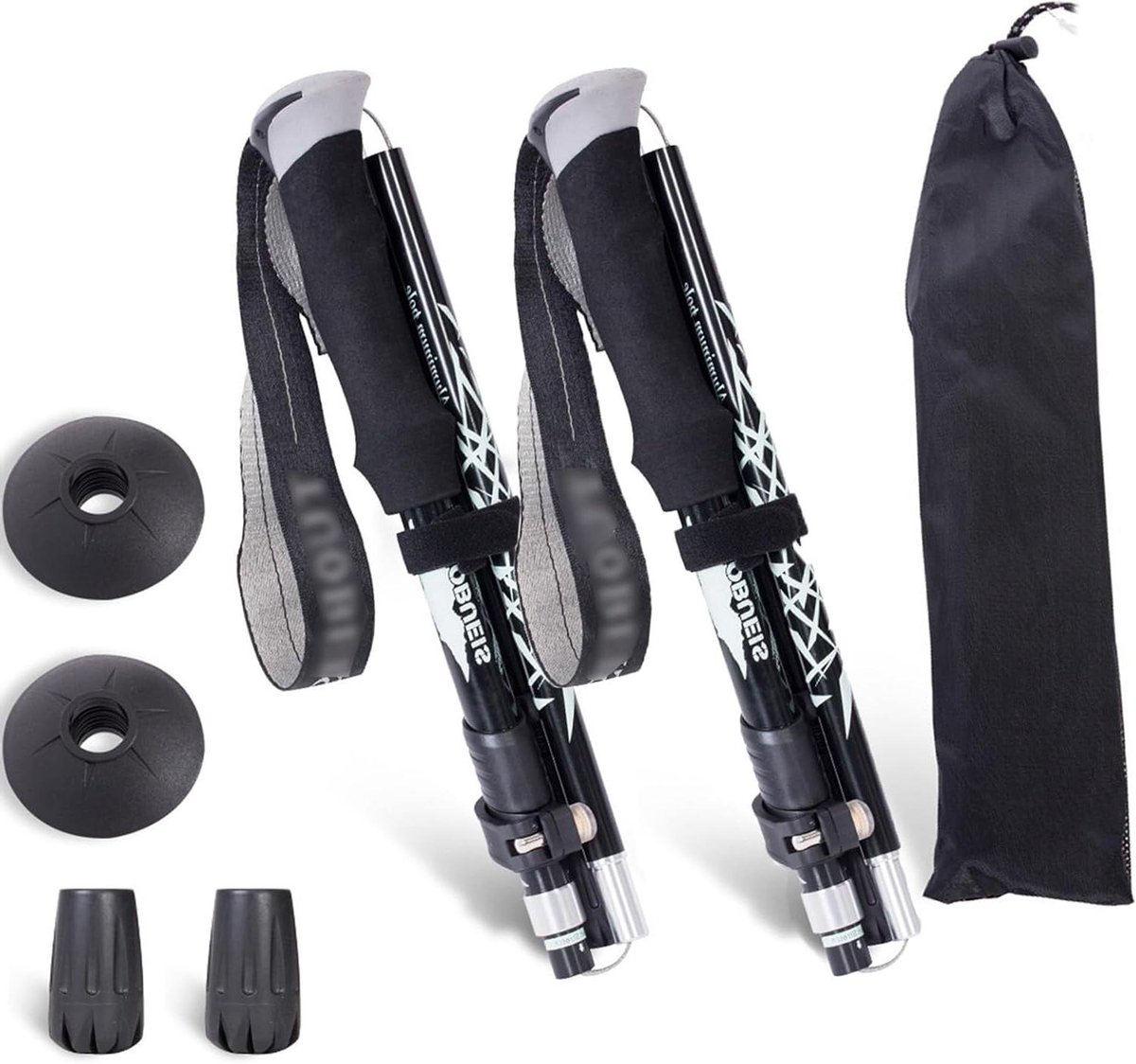 Allecto Plus - Opvouwbare Trekking Polen Set van 2 - Lichtgewicht Verstelbare Wandelstokken voor Wandelen, Camping, Reizen - Voor Mannen en Vrouwen