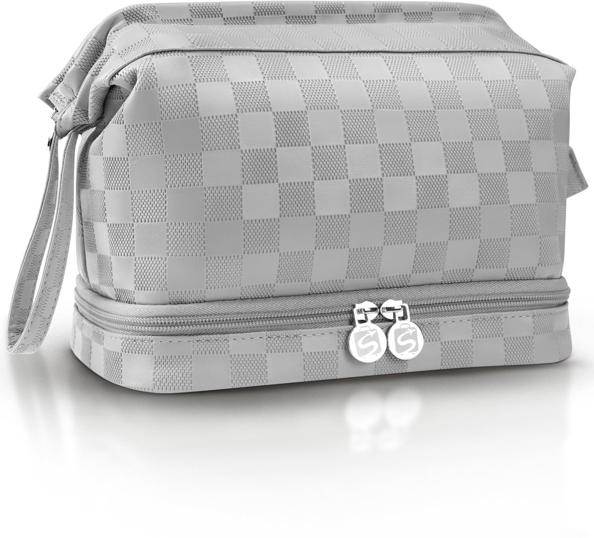 Skycases Make-up Tasje Dames – Beautycase – Toilettas – Waterdicht – Compact – Reistas Organizer – Toiletzak – Lichtgrijs
