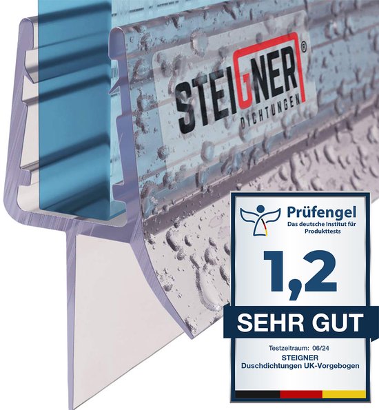 STEIGNER douchestrip, 200cm, glasdikte 3,5/4/ 5 mm, recht, pvc, vervangende afdichting voor douches, UK01