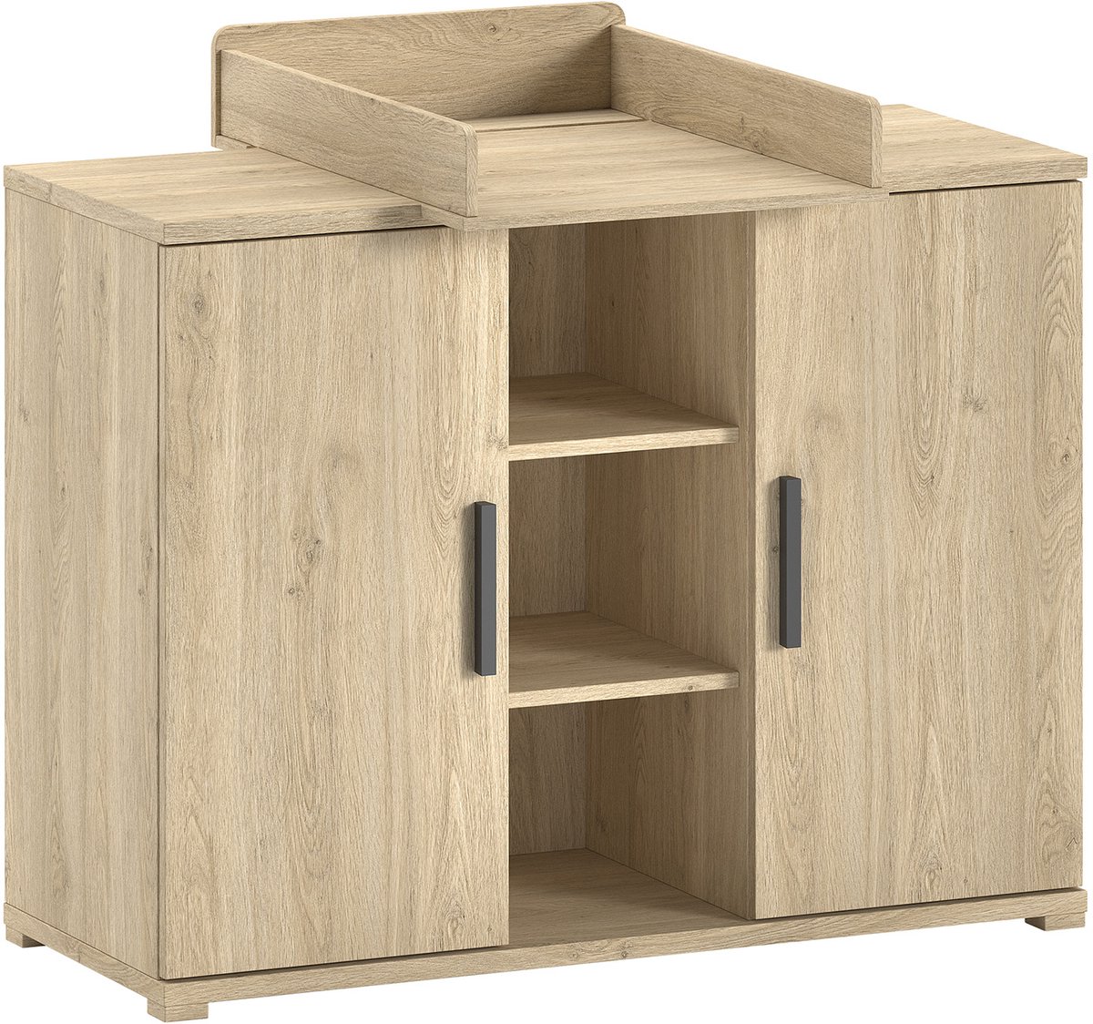 Commode Sammie - Met Luierplank - Met Twee Deuren - Eikdecor - Vipack - Verzorgingstafel - Bruin - Melamine; Spaanplaat