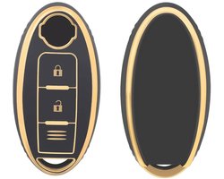 Autosleutel hoesje - TPU Sleutelhoesje - Sleutelcover - Autosleutelhoes - Geschikt voor Nissan - goud - A3C - Nissan Micra, Nissan Pulsar, Nissan Murano, Nissan Juke, Nissan Qashqai, Nissan Ariya, Nissan Leaf, Nissan Xtrail, Nissan Primastar, Nissan