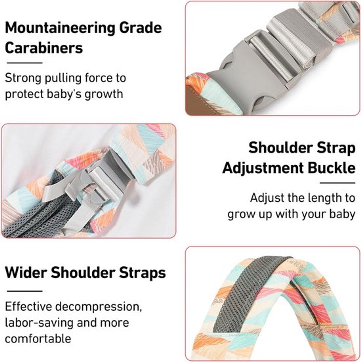 Draagzak - Ergonomische Draagzak - Buikdrager - Baby Vanaf Geboorte Tot 3 Jaar - Heupdrager - Baby Carrier - Babydrager - Baby En Peuter Heupzitje - Comfortabel & Snel - Ademend - Verstelbaar - Voor Buik, Heup En Rug - Kleurrijk – foto 7