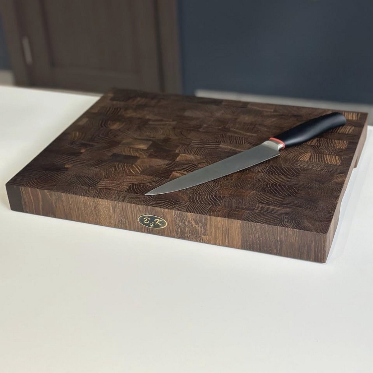 Set van 2 hakblokken met houten standaard | Handgemaakte snijplank met handgrepen | Antibacteriële keukenplank met antislip voetjes — cadeau in Kookcadeaus - foto 6