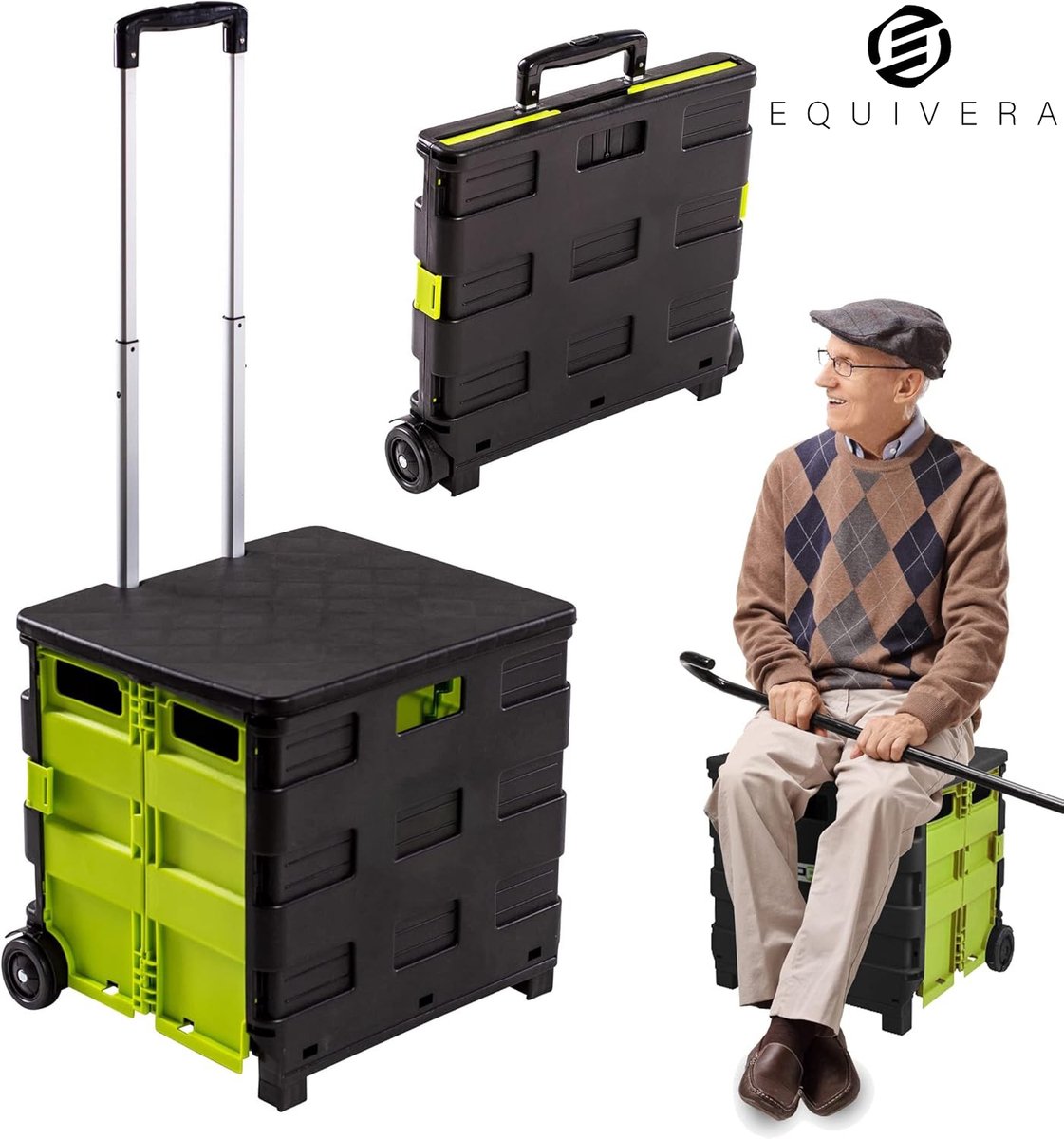 Equivera Boodschappentrolley met Koelvak - Boodschappentrolley - Boodschappen Trolley - Boodschappentrolleys