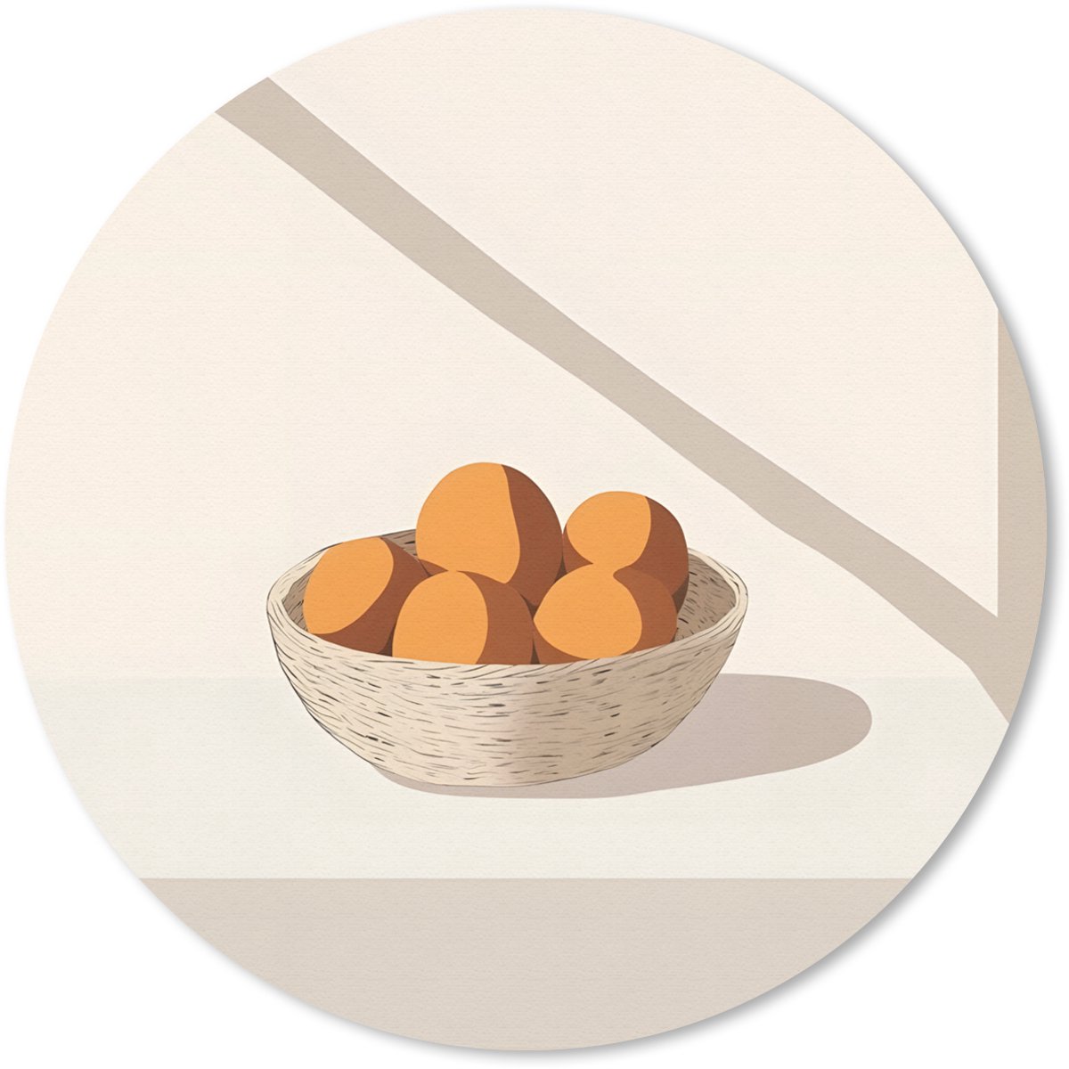 Muismat rond 40x40 cm - Mousepad Mand - Fruit - Minimalistisch - Oranje - Ronde muismatten