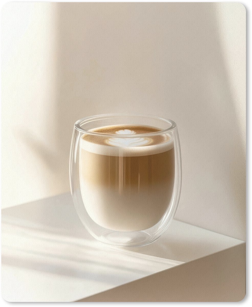 Muismat 19x23 cm - Mousepad Mok - Latte - Minimalistisch - Schaduw - Muismatten