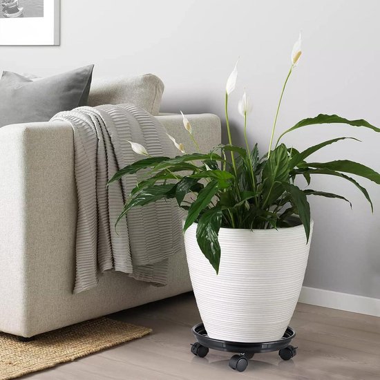 Skelang Plantenroller 30 Cm – Met Remwielen – Zwarte Plantenstandaard Voor Zware Potten – Laadvermogen 56 Kg – Geschikt Voor Binnen En Buiten