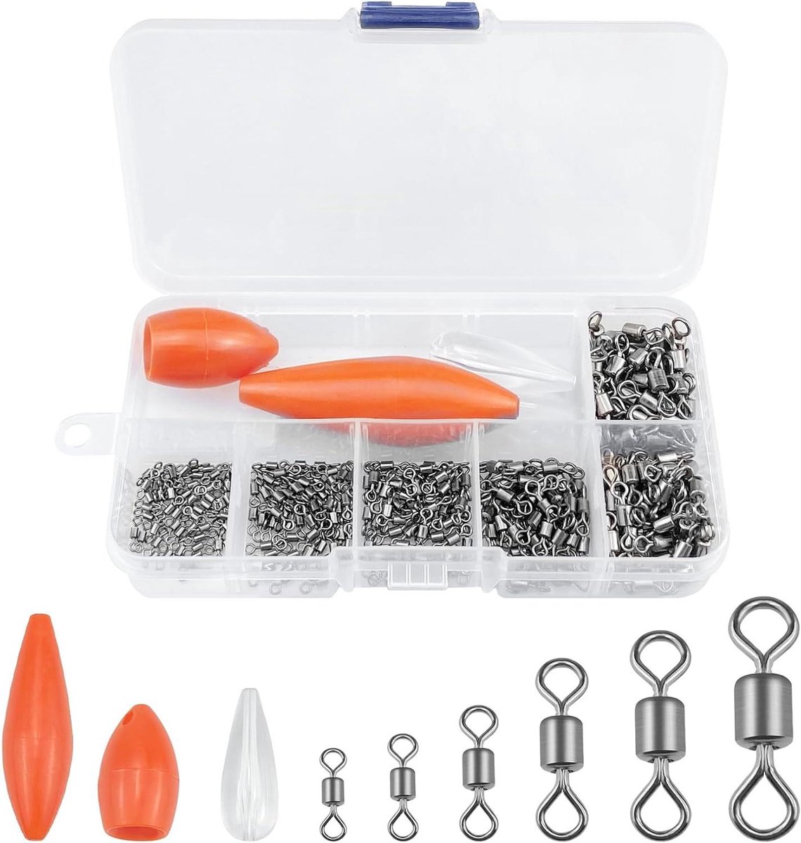 Allecto Plus - Vissen Barrel Swivel 300 stuks - Rolling Swivel - Vislijn naar haak clip - Wervelaansluiting - Visaccessoires