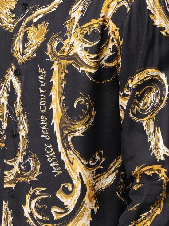 Versace Jeans Couture Overhemd All Over Print Black/Gold bol
