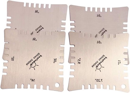 Gitaarradius meetinstrumentset, 9-delig, roestvrij staal