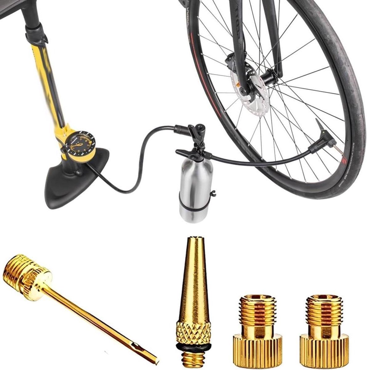Allecto Plus - Accessoire set naaldadapter voor perslucht en balpomp voor het oppompen van ballen, matrassen en fietsen met Presta- en fietsventieladapter