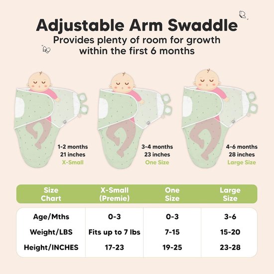 Biologische Swaddle Wrap Dekens - 3-Pack Pasgeboren Swaddles 0-3 Maanden Ergonomische Slaapzak Sacks Deken Voor (Bunnies) van Merkloos — afbeelding 4